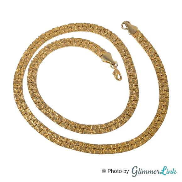 Vintage Nugget Style Panel Gold Plated Chain Necklace - Picture 1 of 13